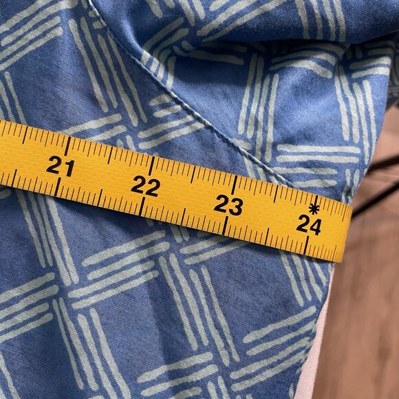 Coldwater Creek Blue Geometric Print Cotton Popover Top Size 2X Lightweight Boho - Picture 4 of 12